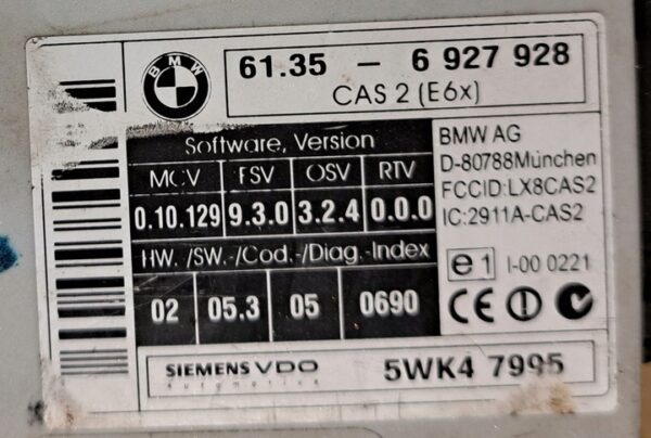 BMW E60 MODUŁ STEROWNIK CAS 6927928 - obrazek 5