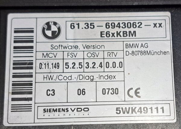 BMW E60 E61 MODUŁ KOMFORTU 6943062 - obrazek 5